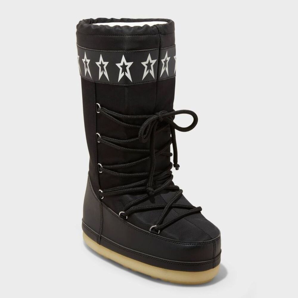 Women's Buffy Memory Foam Mid-Calf Winter Snow Boots - Solid Black 6